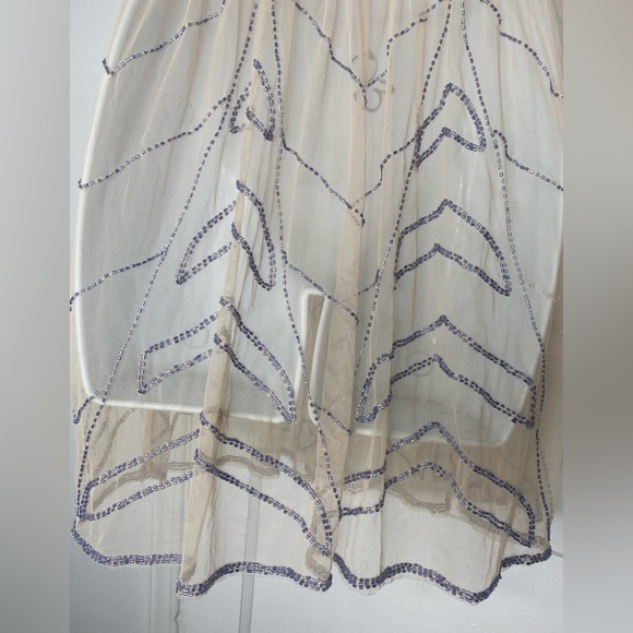 Free People Embellished Sheer Moon Eyes Cream Chevron Beaded Dress - Picture 11 of 11